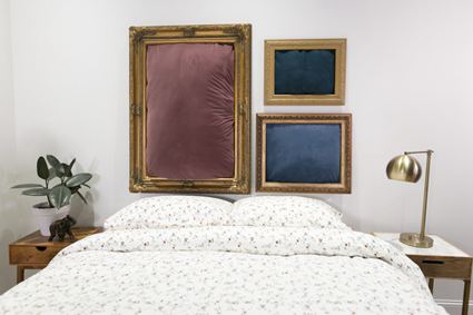 22. Three Framed Pillows Headboard