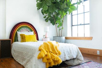 29. Rainbow-Inspired Headboard