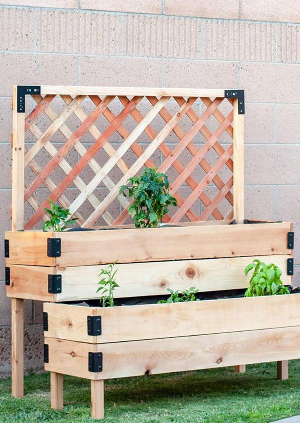 32. Wood Bed with Trellis By Anika’s DIY Life