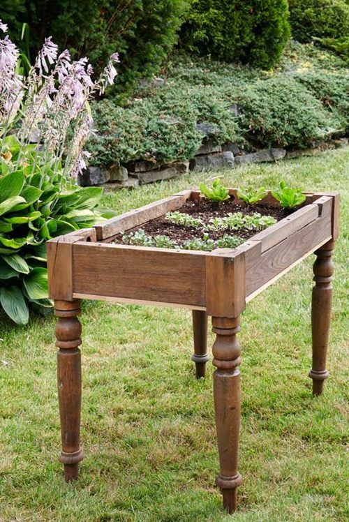 34. Upcycle Table as Raised Bed