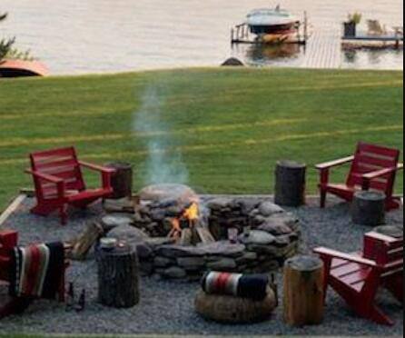 38. Stone Fire Pit with Square Sitting Area