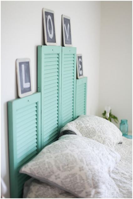 41. Antique Window Shutter Headboard