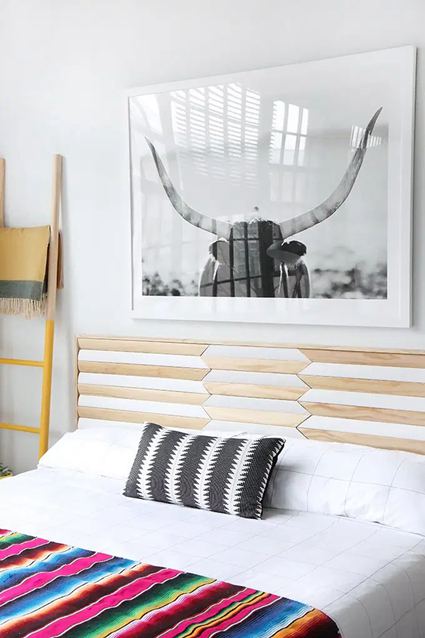 5. Geometric Wood Headboard