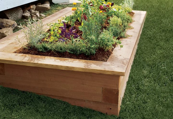 5. Stacked Wood 6X6s Raised Bed