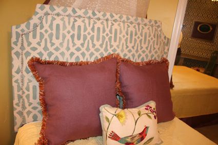 65. Stencilled Fabric Headboard