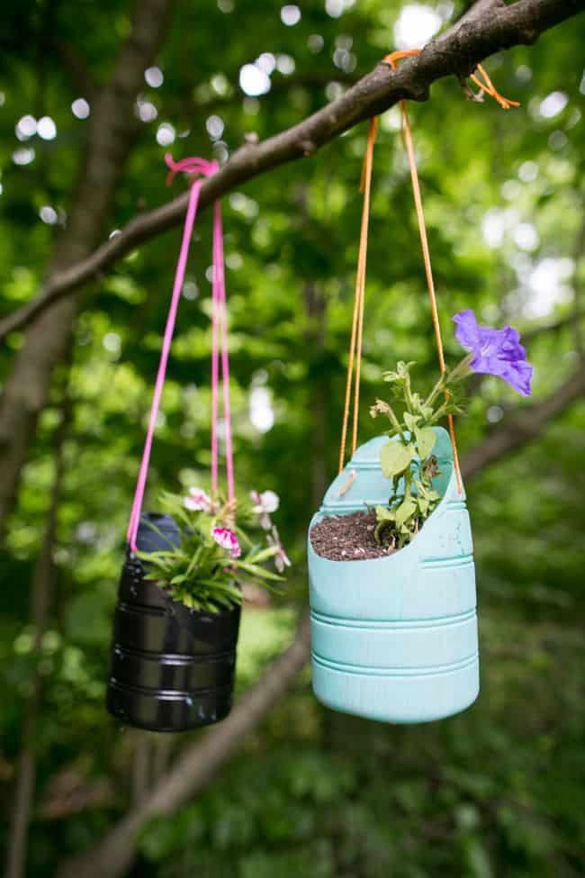 76. Hanging Planters from Plastic Bottles