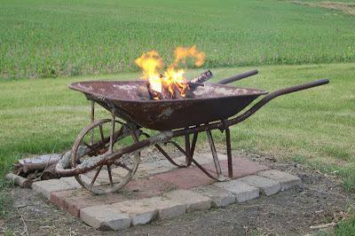 78. Rustic Wheelbarrow Fire Pit