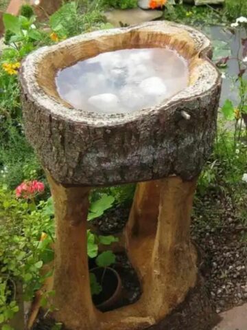 18. The Solid Wood Bird Bath