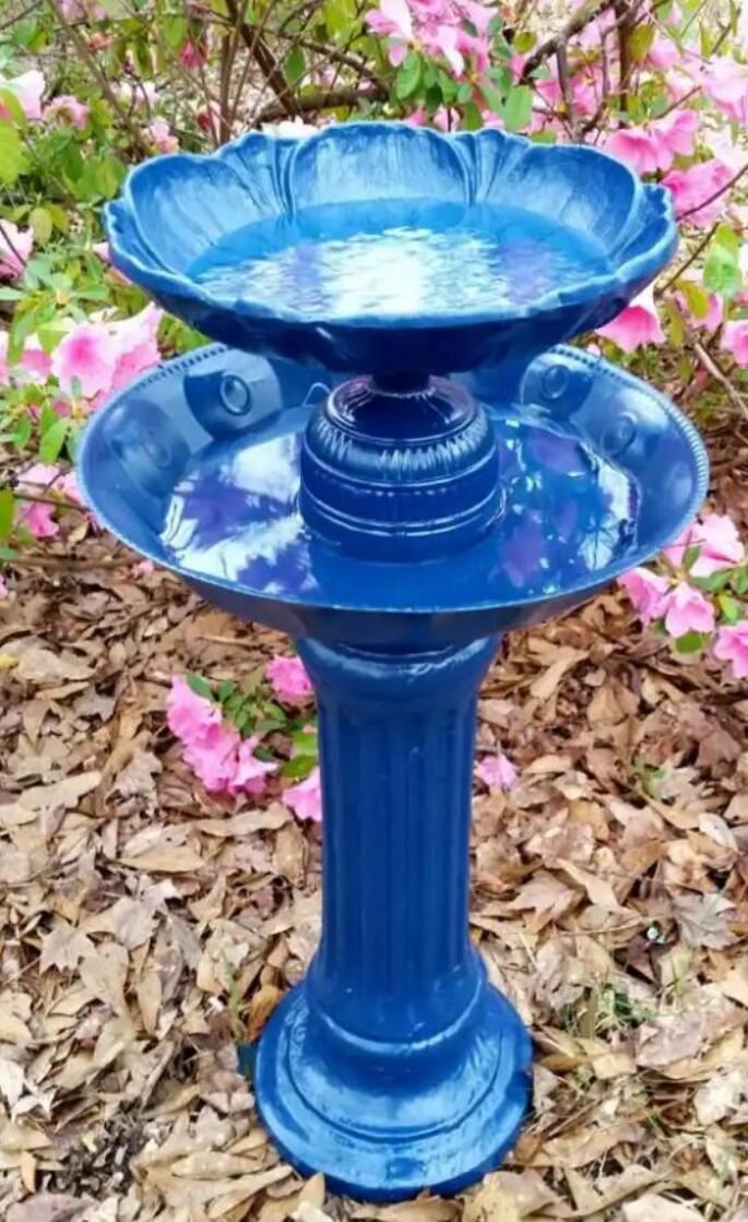 30. Upcycled Two Tier Bird Bath