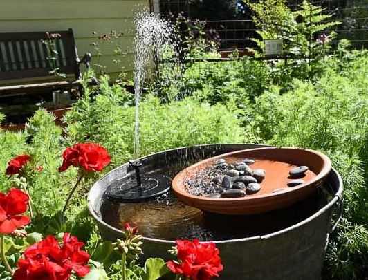 50. Solar Fountain Hummingbird Bath