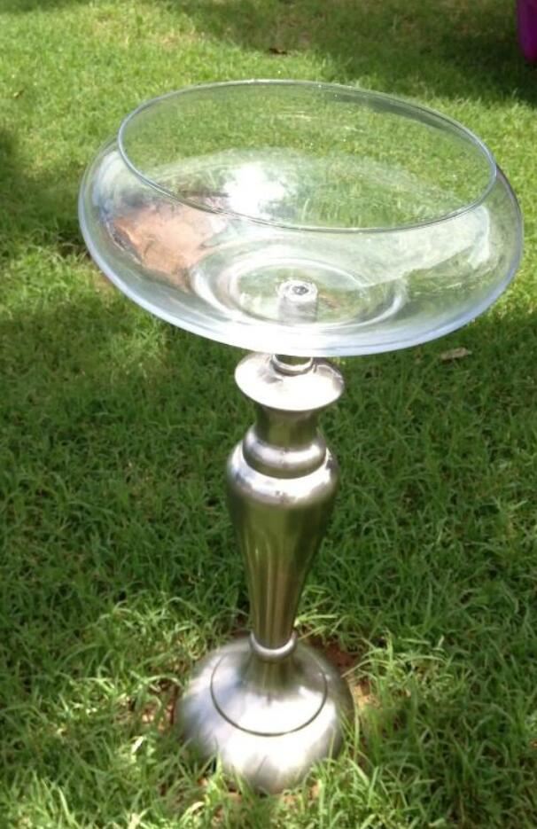 53. Upcycled Lamp Bird Bath