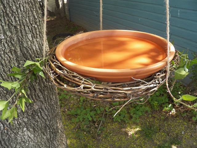 57. Grapevine Wreath Hanging Bird Bath