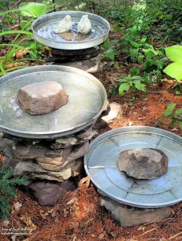 9. Stacked Stone Bird Bath